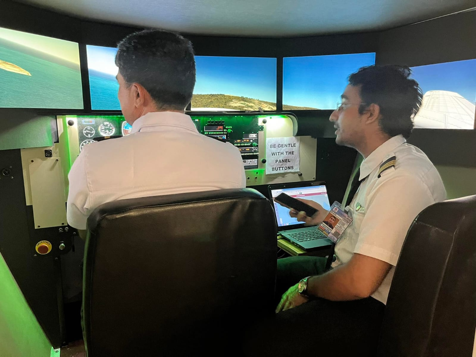 Students training in the flight simulator